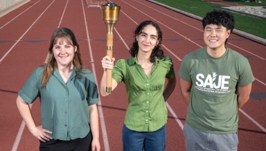 Claire Wilson-Black ’26, Talia Goddard ’27, and Brandon Kim ’27
