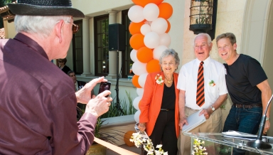 Sally and Jack Samuelson smile for trustee Dave Berkus ’62's camera.