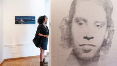 A wall drawing of Janet Stafford was created by artist Kenturah Davis '02 in 2012