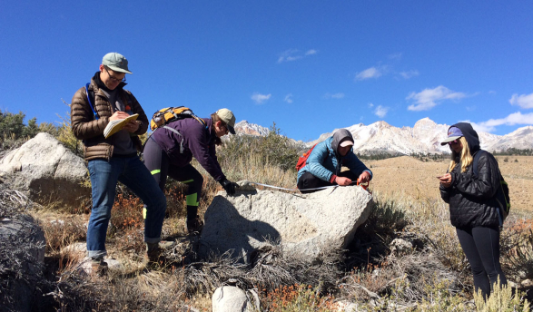 Oxy students conducting geology research in the field