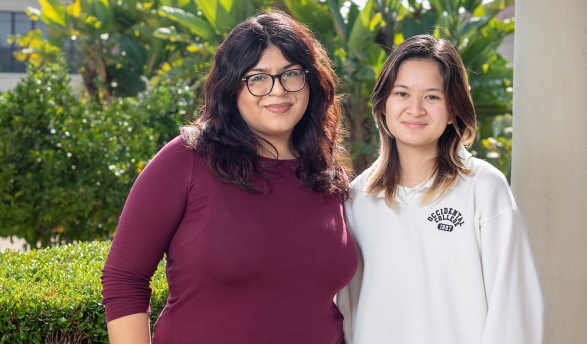 Current year scholarship recipients Alyssa Zatarain '29 and Sunny Tuazon '29 