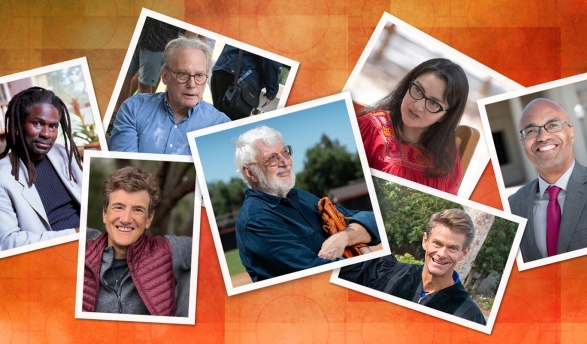 Retiring professors Elmer Griffin, Margi Rusmore, Stuart Rugg, Peter Dreier, Alexandra Puerto, Stuart Rugg, and Ron Buckmire