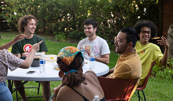 Students at the ICC in the backyard 