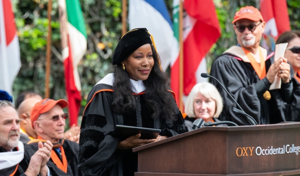Isabel Wilkerson speaks at Occidental College's 2023 Commencement.
