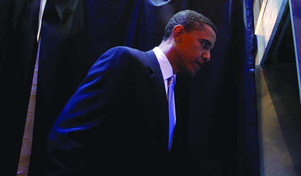 Barack Obama '83 on the campaign trail in 2004.