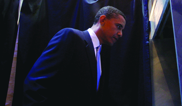 Barack Obama '83 on the campaign trail in 2004.