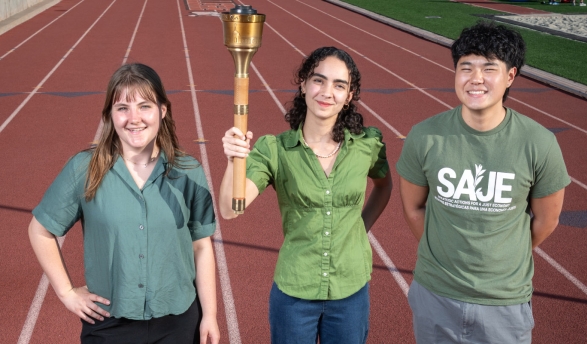 Claire Wilson-Black ’26, Talia Goddard ’27, and Brandon Kim ’27