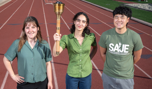 Claire Wilson-Black ’26, Talia Goddard ’27, and Brandon Kim ’27