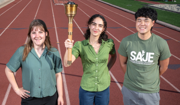 Claire Wilson-Black ’26, Talia Goddard ’27, and Brandon Kim ’27