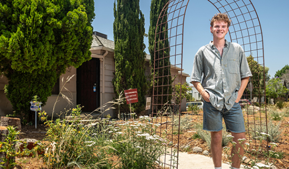 Graham Luethe ’26 was instrumental to the planning and implementation of the native restoration project at the UEPI House at 1541 Campus Road. 