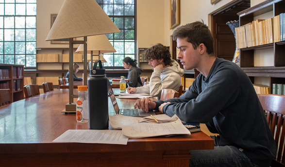 An Occidental student studies in the Academic Commons