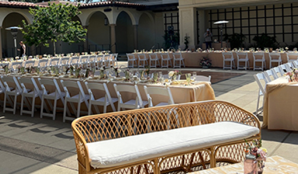 Event seating in a courtyard