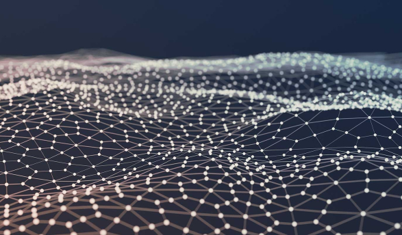 abstract visual representation of a neural network or a similar complex interconnected system