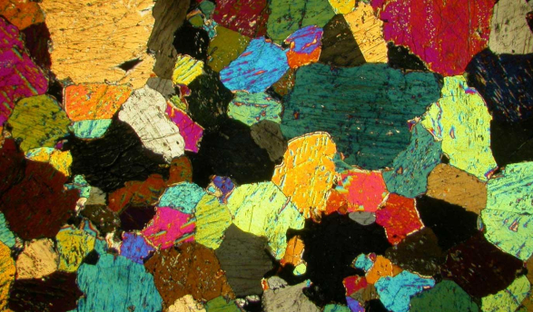 Colorful rocks displayed next to each other 