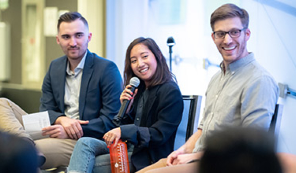 Alumni at a career panel event