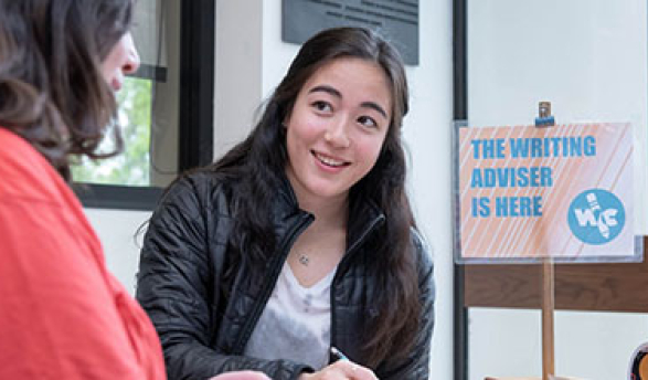 A student writing advisor at the writing center