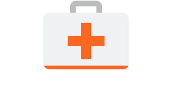 medical bag with an orange cross
