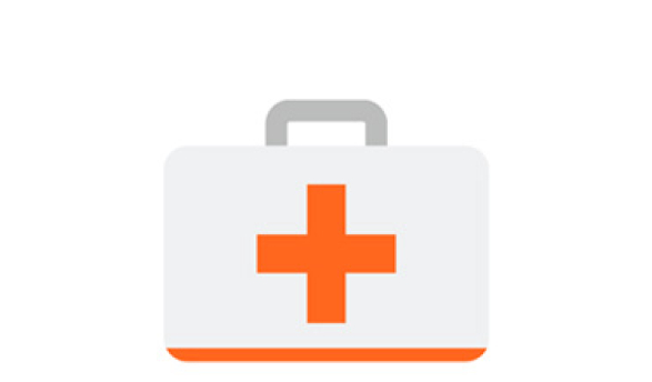 medical bag with an orange cross