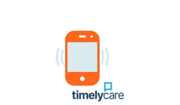 icon showing a mobile phone and the timelycare logo