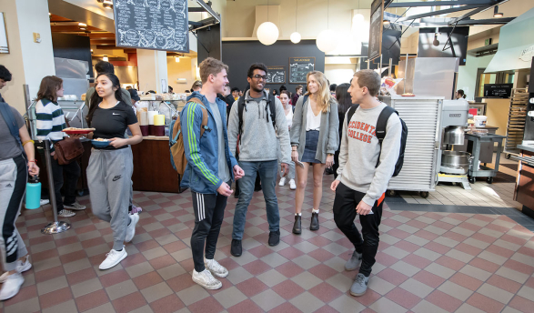 Students in Oxy's Marketplace dining hall