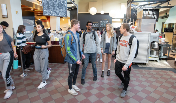 Students in Oxy's Marketplace dining hall