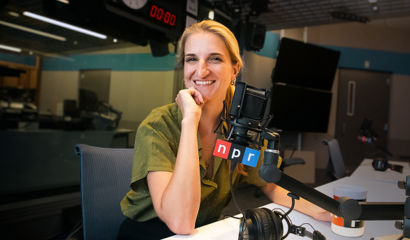 National Public Radio correspondent Kat Lonsdorf ’09 at NPR headquarters in Washington, D.C.