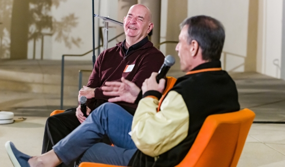 Coach Dale Widolff and moderator Jeff Goldstein '86.