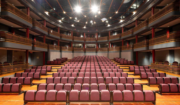 The interior of Keck Theater on Oxy's campus