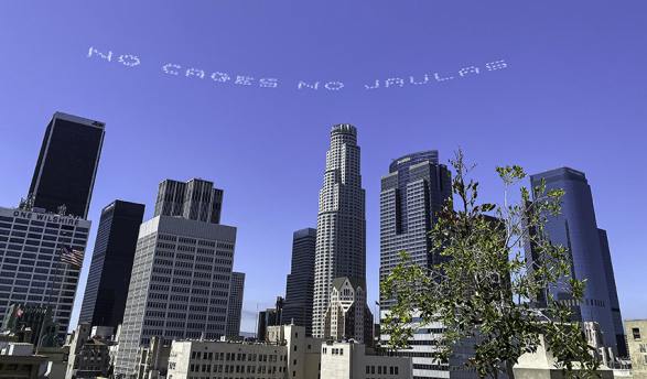 Sky writing from In Plain Sight activism