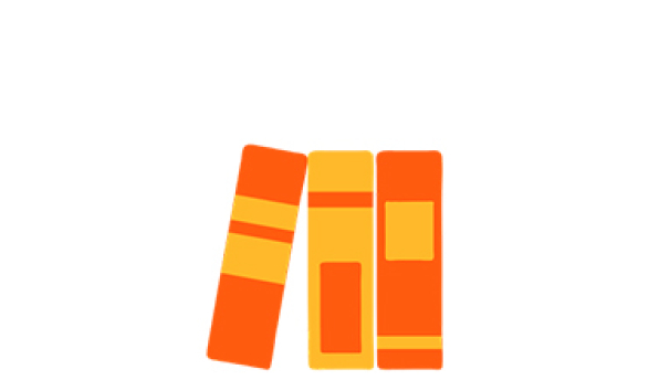 Icon with multicolored books