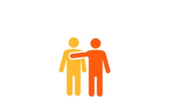 Icon of two figures. One has an arm around the other.