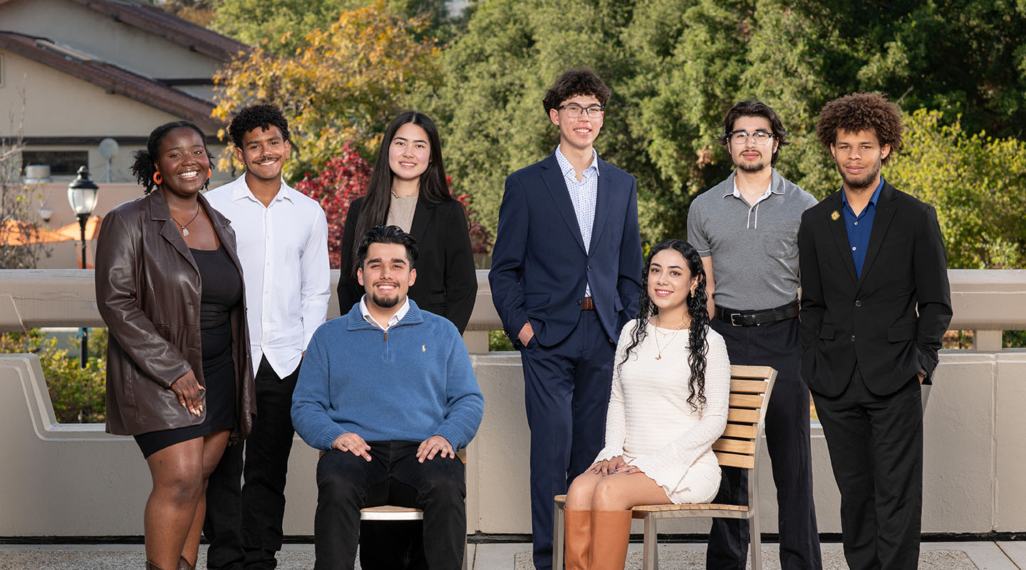 an eight-person portrait of the 2025-26 Obama Scholars cohort