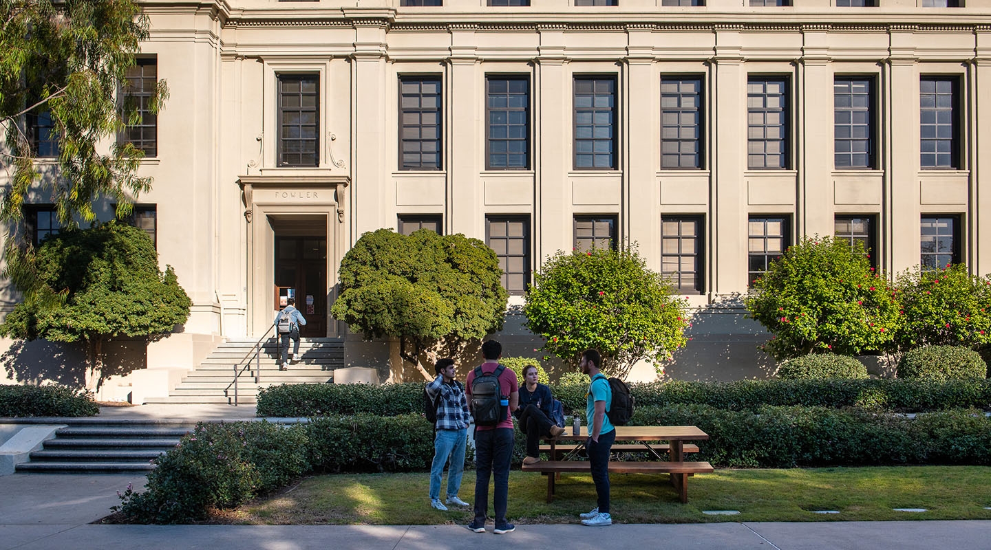 students in front of Johnson Hall