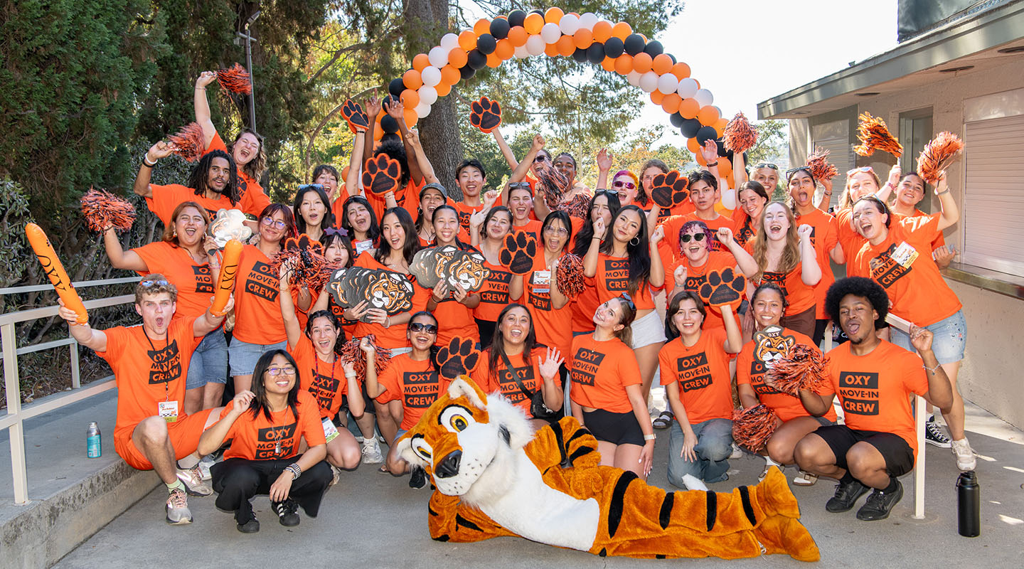 The Occidental College OTeam welcoming new students to campus