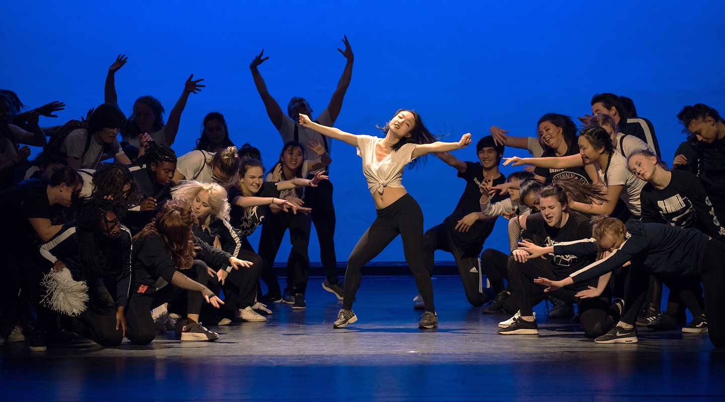 Oxy students performing in Dance Production
