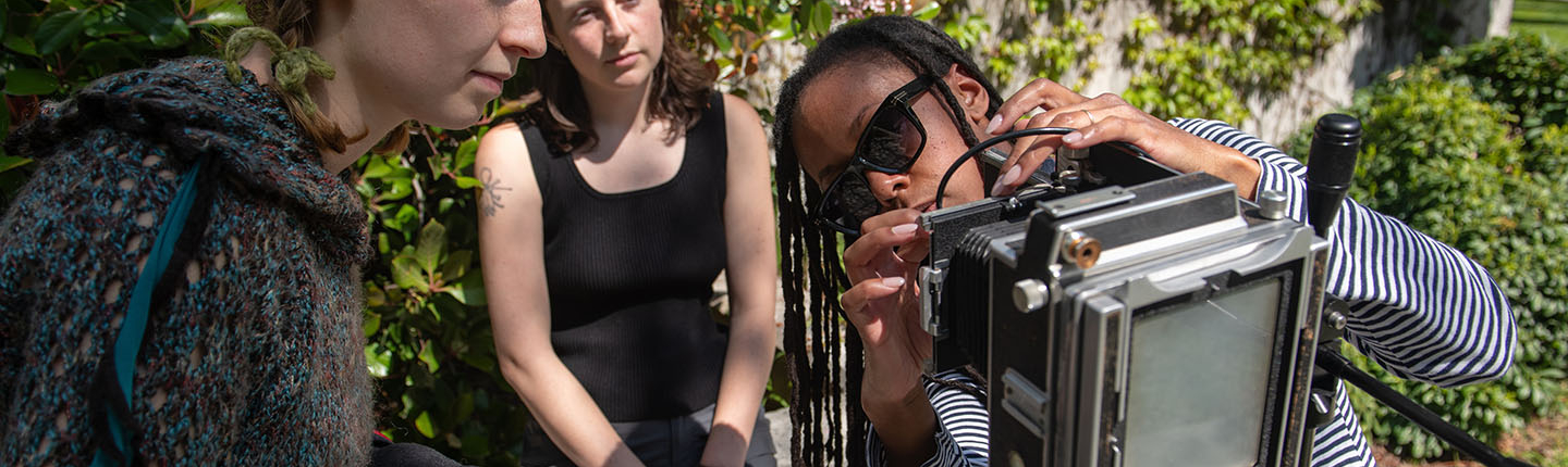 Occidental (Oxy) students using a large format film camera