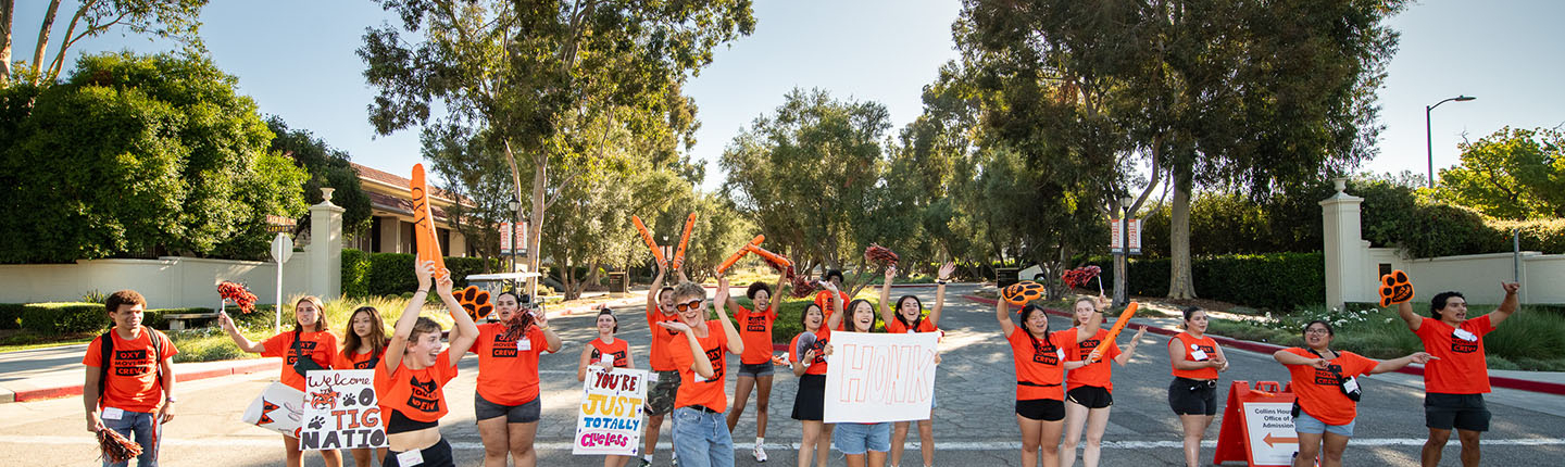 The Occidental College O-Team assembles to welcome new students to campus on Move-in Day 2024