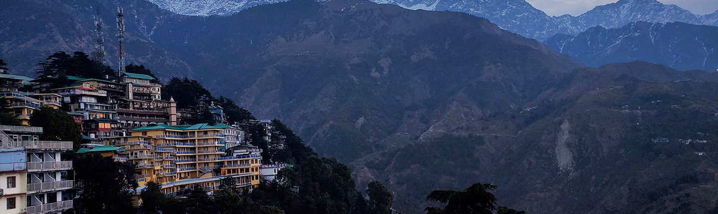 A view of the mountains from a village in the Himalayas.