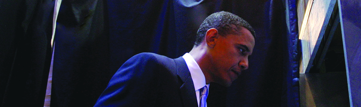 Barack Obama '83 on the campaign trail in 2004.