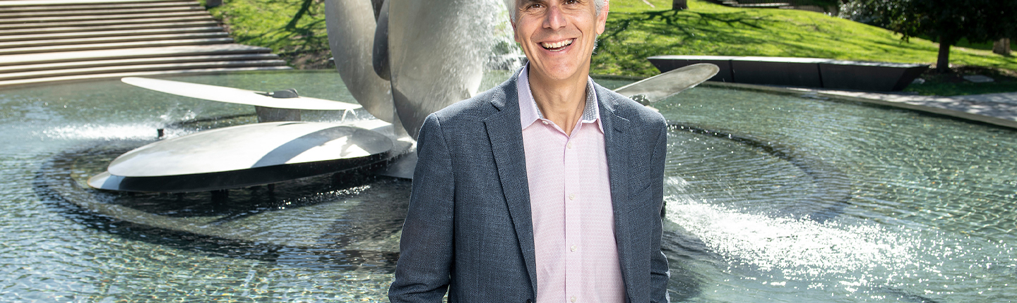 Occidental College's 17th president, Tom Stritikus, in April 2024.