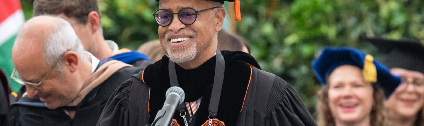 President Elam at the podium on May 19, 2024.