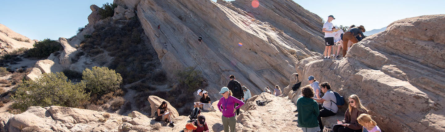 students doing geology research at Vasquez Rocks north of L.A.