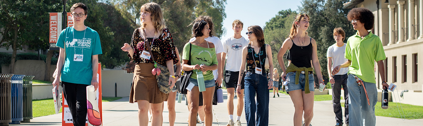 Occidental students walk on the quad near Johnson Student Center