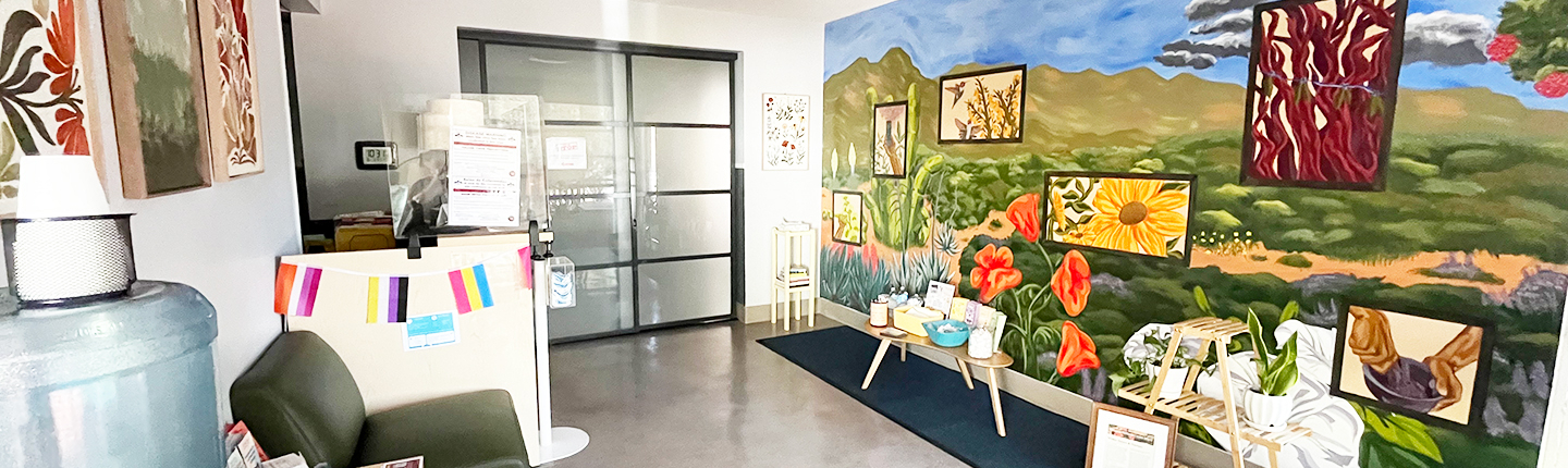 The waiting room of Emmons Wellness Center