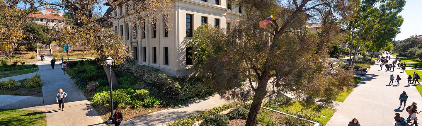 Students walking across campus