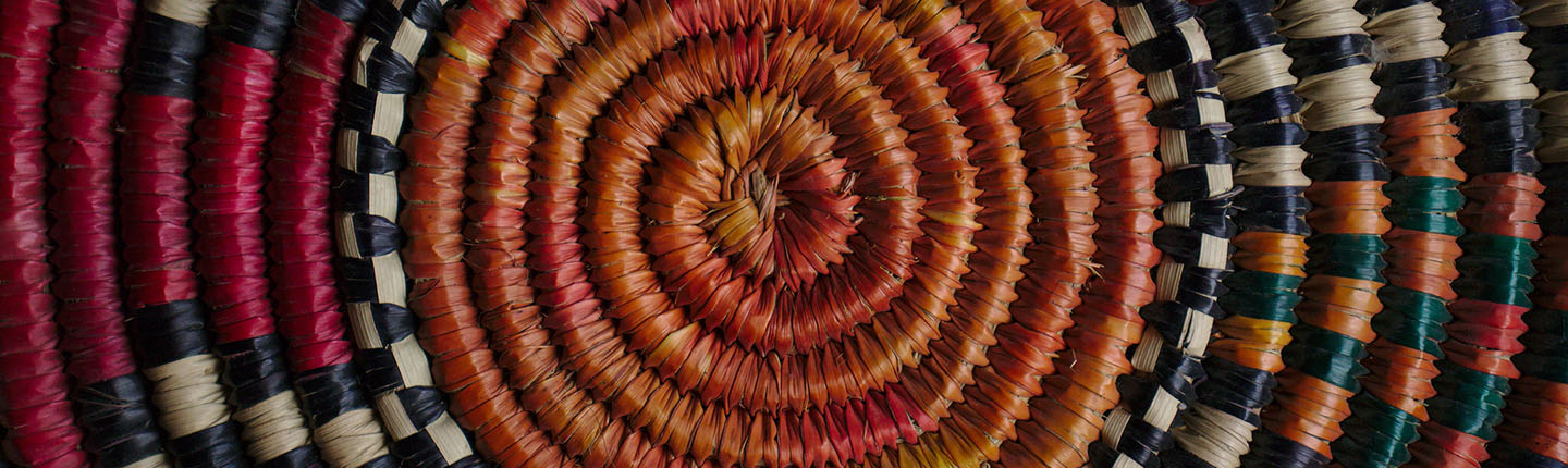 a colorful woven basket