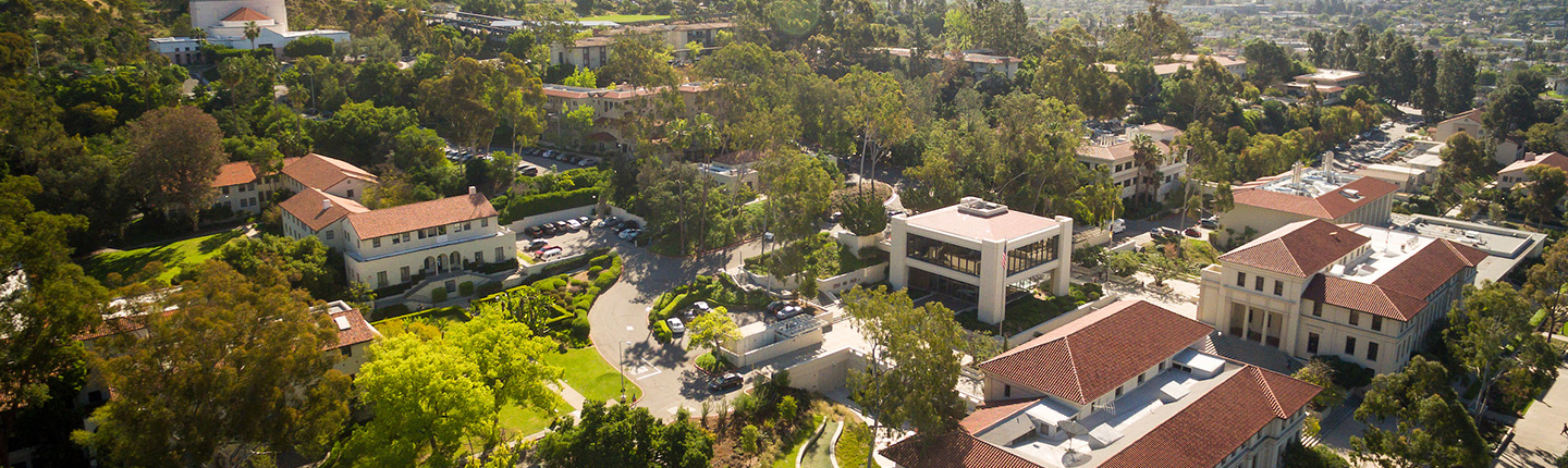 a drone shot of campus on a page highlighting jobs and careers at Occidental College