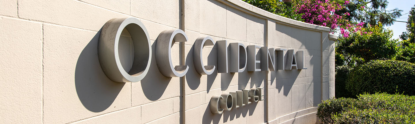 Occidental's front entrance sign