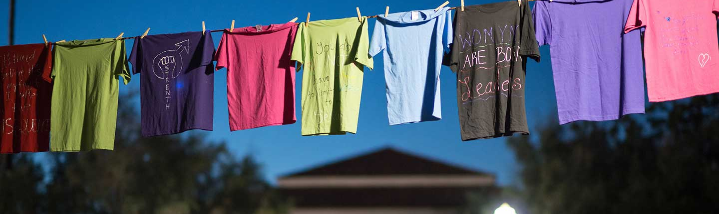 Tshirts belonging to survivors on clotheslines