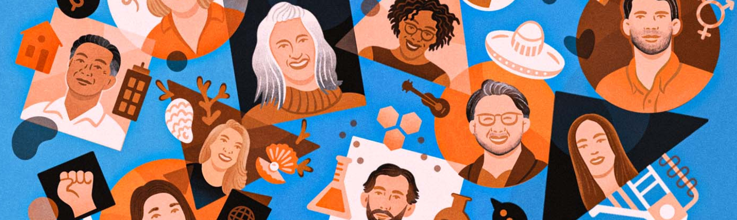 Oxy faculty on the cover of Occidental magazine, Winter 2022
